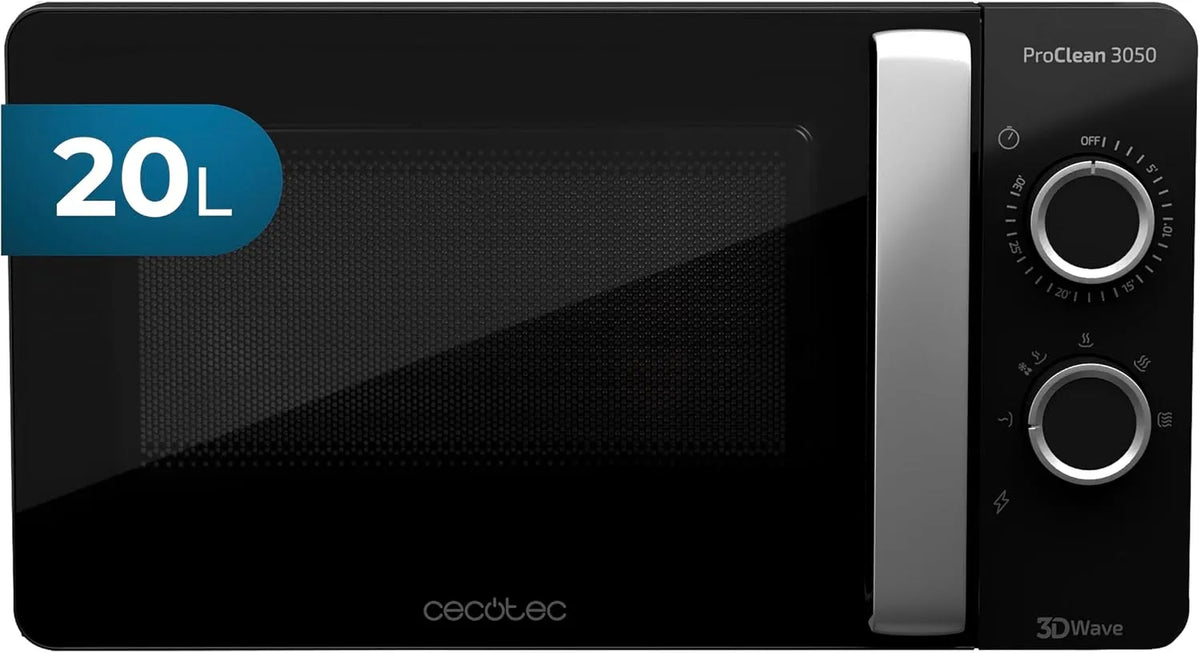 Cecotec Ready2Clean Micro-ondes, 20 L, 700 W, minuteur, décongélation, four micro-ondes, noir, Minuterie 30 minutes, 6 Niveaux de Fonctionnement