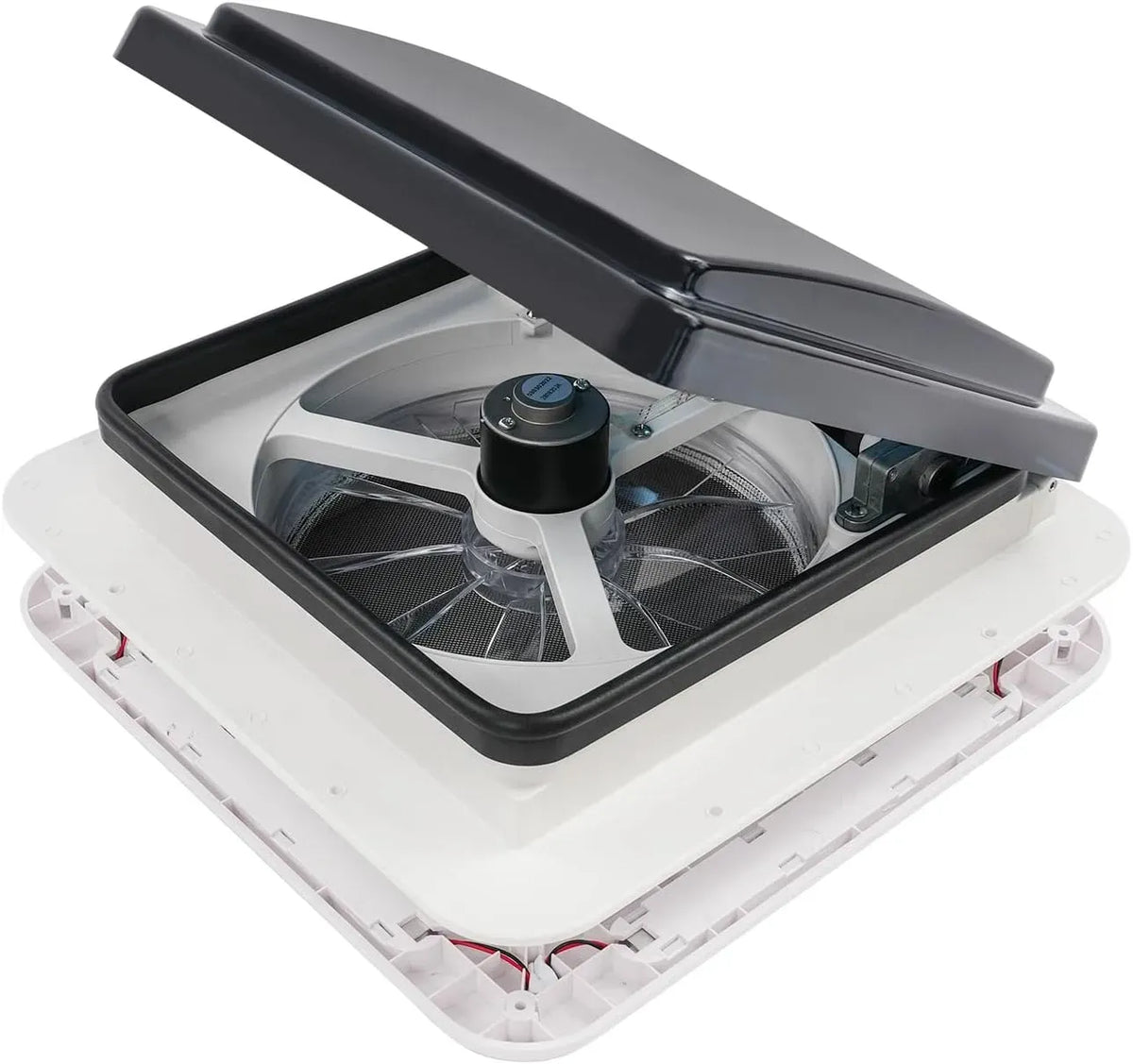 Ventilateur, 15 W, 12 V, camping, flux d'air 2 voies, lumière LED, idéal pour camping-car, 6 vitesses