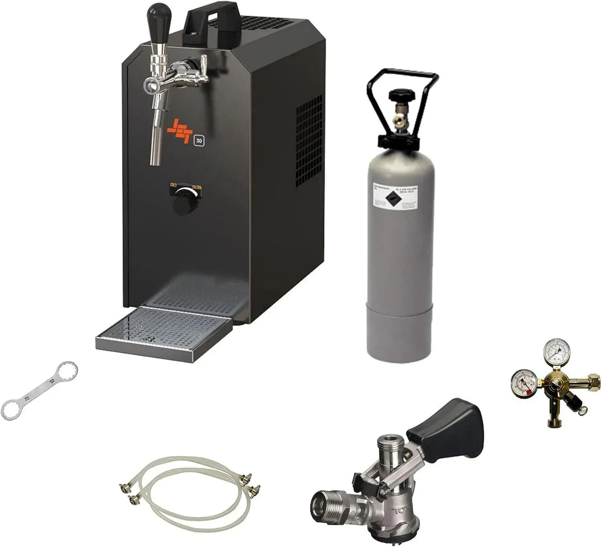 CO2 Adaptateur, Bouteille, 5 L, 3 Bar, 2 kg, Kit Complet tireuse à bière Jet 30 avec réducteur Pression 3 Bar