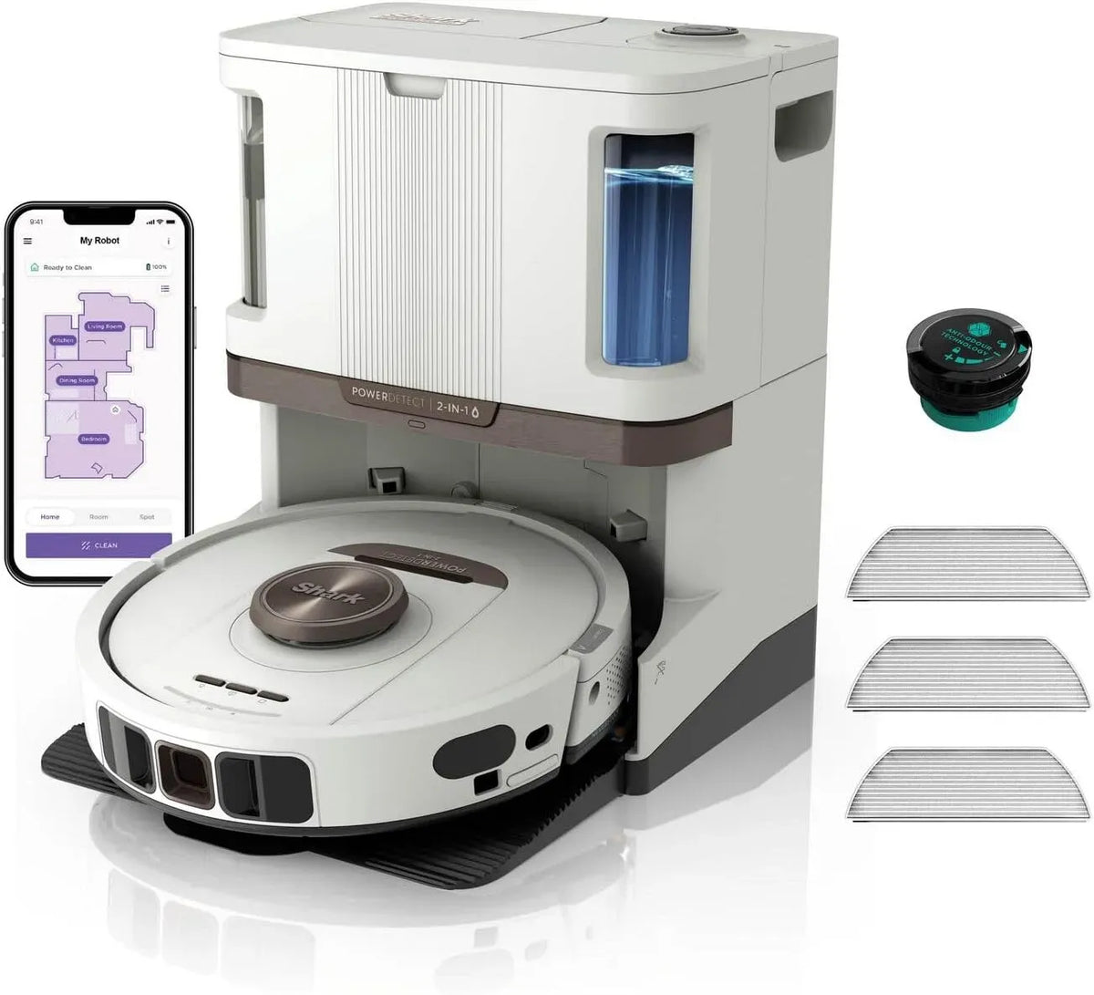 Aspirateur RV2800ZEEUWH, tactile, Wi-Fi, effet 3D, 1 cartouche anti-odeurs, bac jusqu'à 60 jours, 4 tampons anti-microbiens, Navigation 3D LiDAR