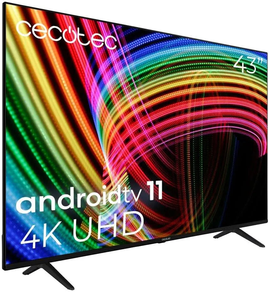 Cecotec ALU30043. Smart TV, 43 pouces, téléviseur, 4K UHD, Android OS, Sistema Dolby Vision, Modèlle 2023, Android 11, Frameless, Google Voice