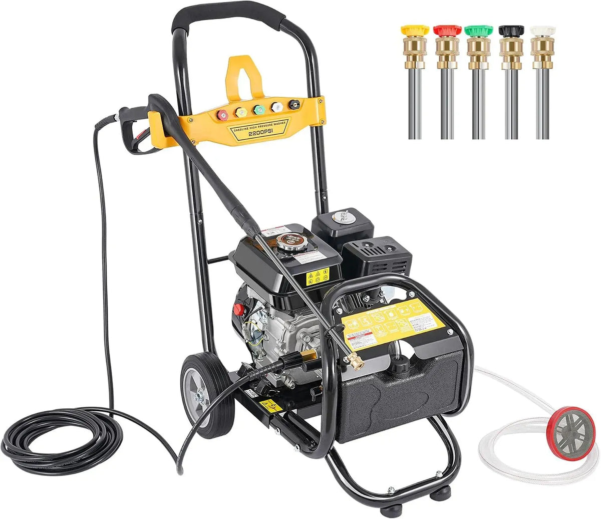 Nettoyeur haute pression, DIFU OHV 4, professionnel, 5 Buses et Tuyau 10 m pour Terrasse, Utilisation Continue Intensive, Moteur Temps 7,5 CV