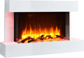 Radiateur électrique, 2000 W, BALDERIA, minuteur, éclairage LED, thermostat, effet 3D, blanc, Foyer électrique Mural avec Effet de Flammes 3D