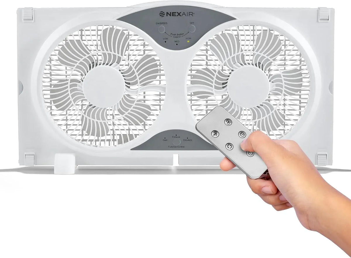Ventilateur, 3 vitesses, silencieux, ventilateur pour circulation d'air, Nexair Ventilateur à double fenêtre de 9 pouces avec télécommande