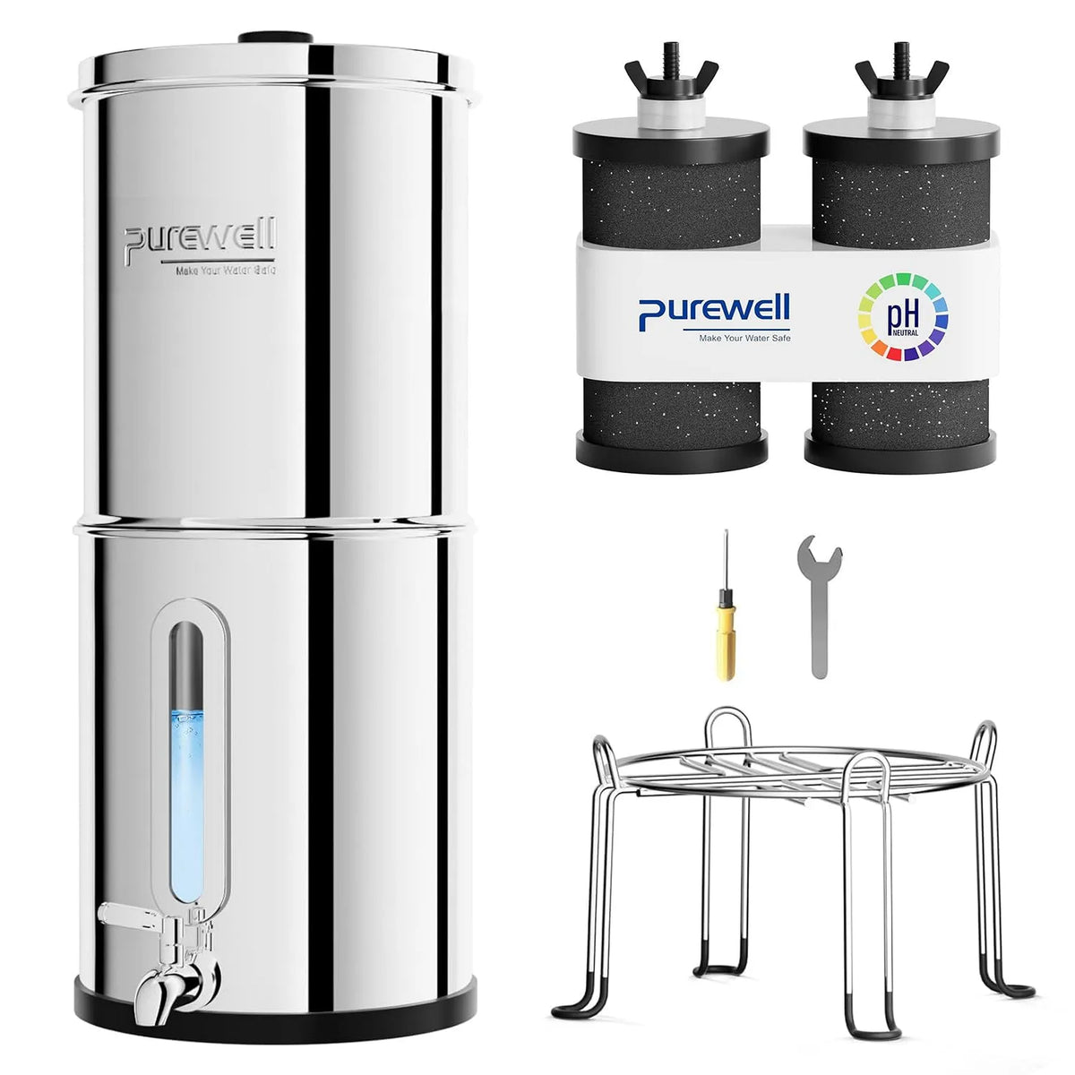 Robinet de cuisine, 8,5 L, Purewell Filtre à Eau par Gravité 8,5L