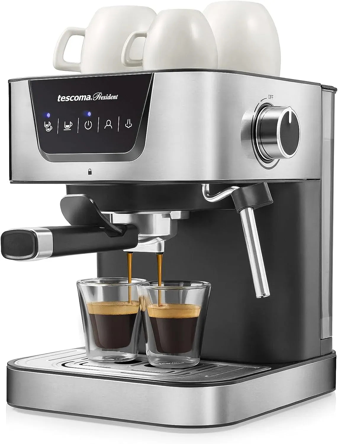 Machine à expresso, vapeur, lance vapeur, cafetière expresso, Tescoma 909010 Machine à expresso manuelle 19 bar
