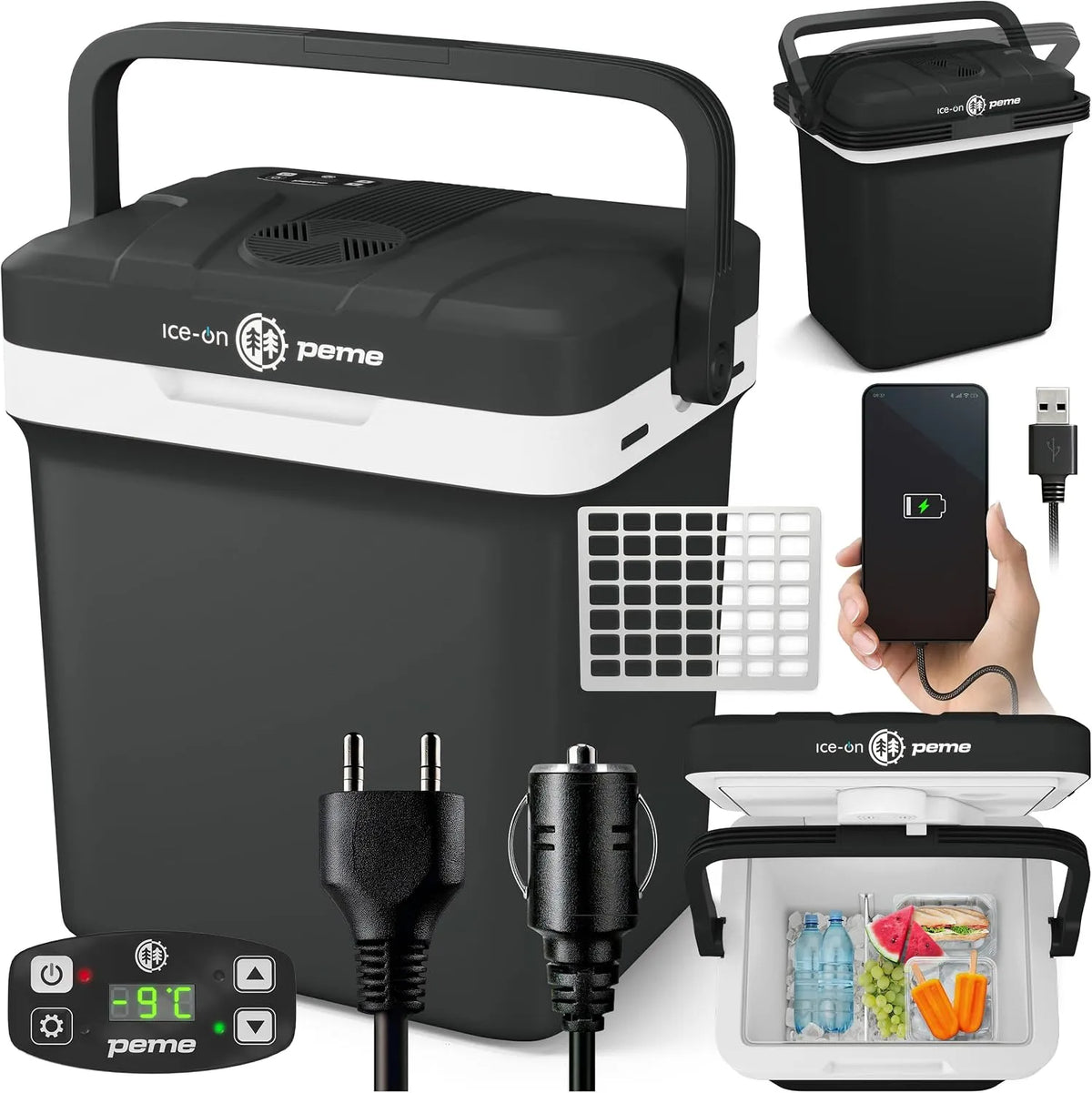 Glacière électrique, 22, 9 L, 230 V, USB, voiture, camping, mini frigo portable, 9L Mobile 230V 12V Mobile, Portable Petit, peme Glaciere Electrique