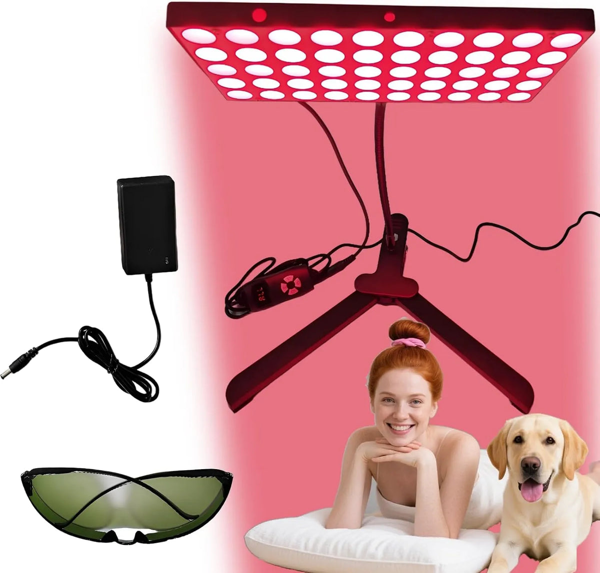 Lampe, portable, 30 W, 660 nm, 850 nm, minuteur, 5 niveaux, pour le visage et le