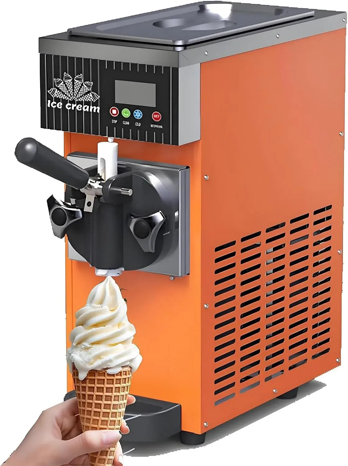 Machine à crème, machine à glace et sorbet, 51 x 20 x 40 cm, 3,5 L, 450 W, professionnel, bois, pour yaourts