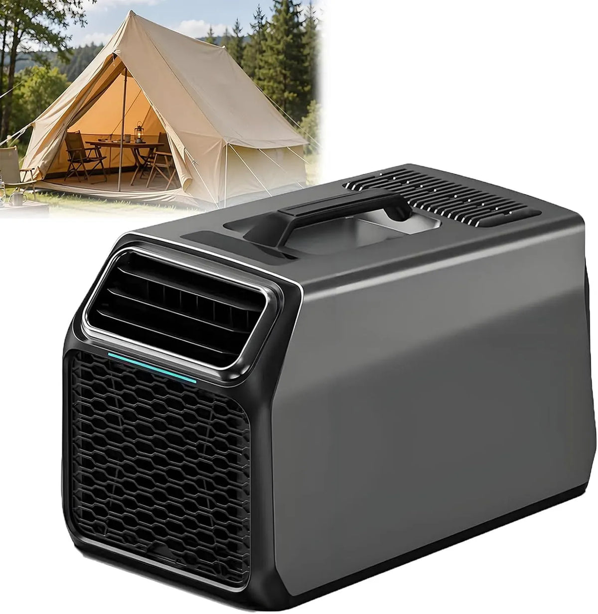 Climatiseur Grey-800W, 800 W, portable, minuteur, silencieux, camping, gris, Climatisation Silencieuse a Faible Consommation