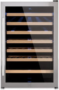 Cave à vin électrique CAVC48, 128 L, 48 bouteilles, 4 à 18 °C, éclairage LED, 6 Etagères en Bois, Anti-UV, LES PETITS CHAMPS Cave à Vin de, 128L