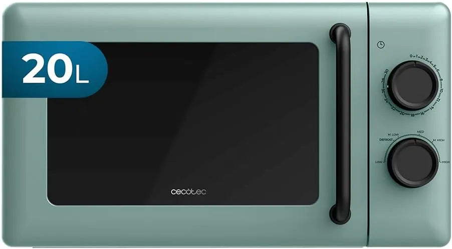 Cecotec Micro-ondes, 20 L, 700 W, minuteur, décongélation, four micro-ondes, vert, 6 Niveaux de Puissance, Signal de Fin de Cuisson, Lampe Intérieure