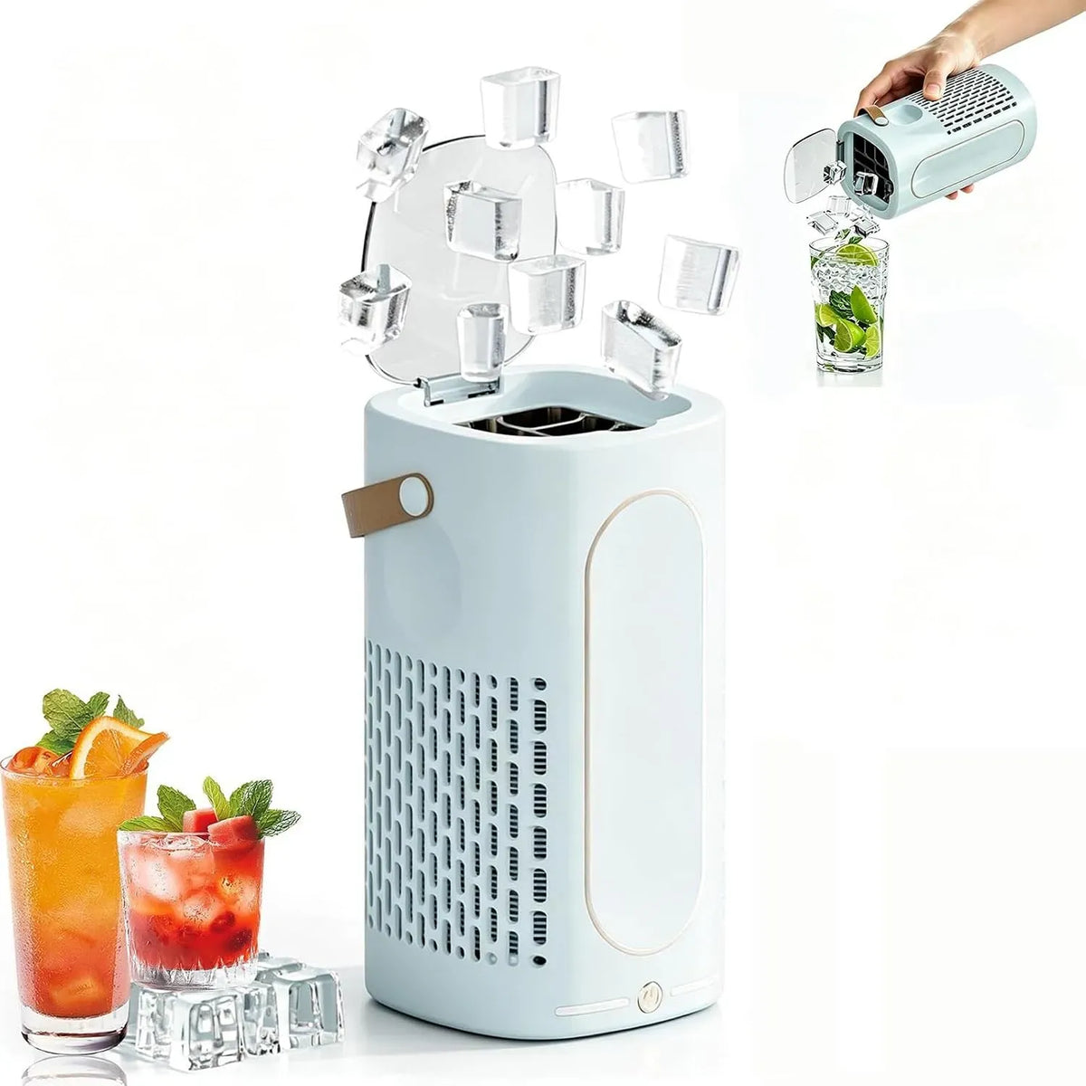 Machine à glaçons, portable, camping, bleu, 10 Cubes En 15-20 Minutes, Le Camping-car