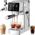 Mousseur à lait, 1,2 L, émulsionneur à lait, LLIVEKIT, tactile, grand réservoir, acier inoxydable, 2 en 1 Machine à Café Expresso 20 Bars