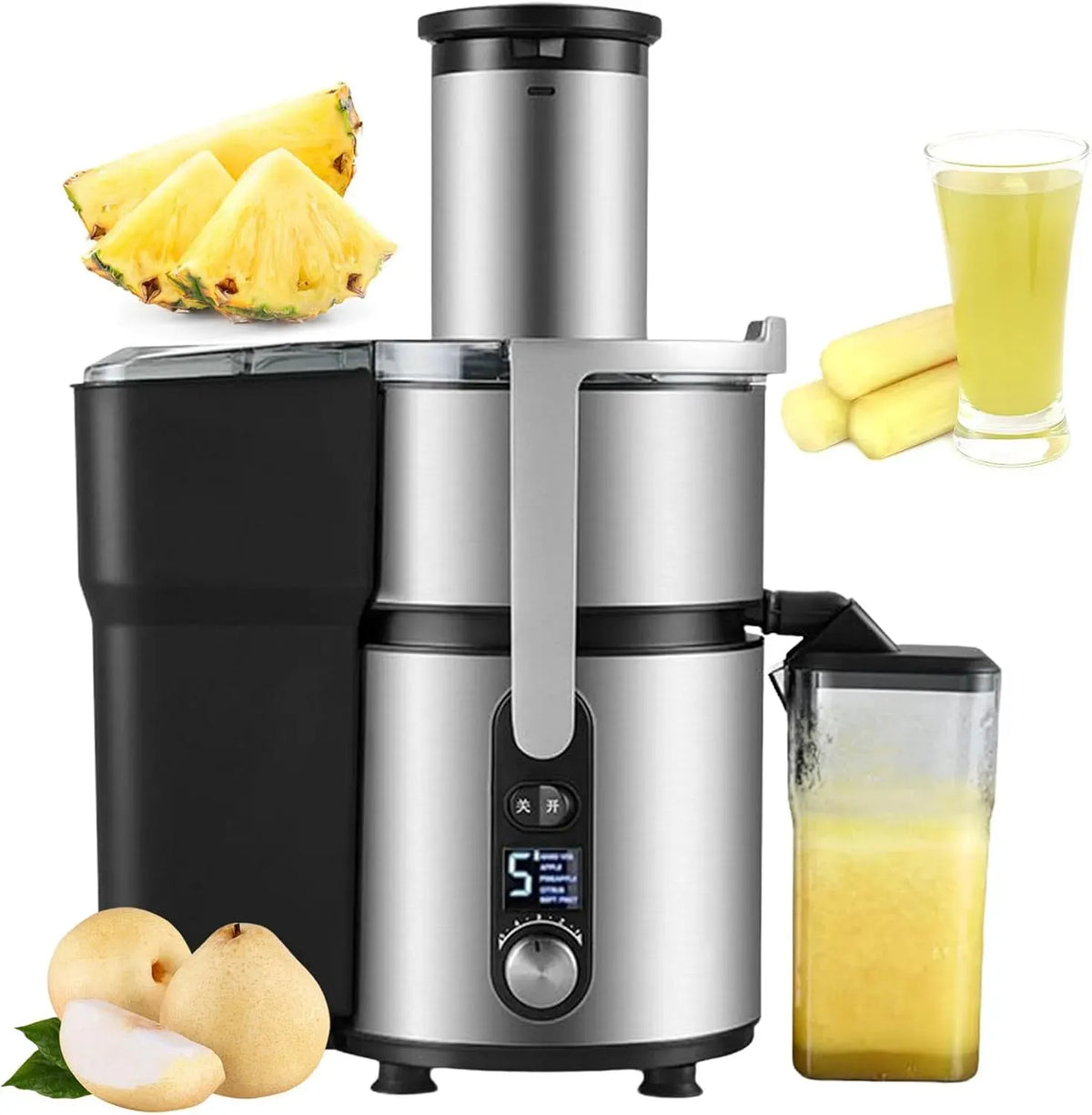 Extracteur de jus, 1250 W, professionnel, Goulotte d;Alimentation de 84 mm de Large, 5 Vitesses