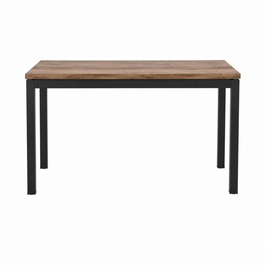 Table à manger rectangulaire marron et noir en panneaux de particules et acier 120 x 60 x 75 cm