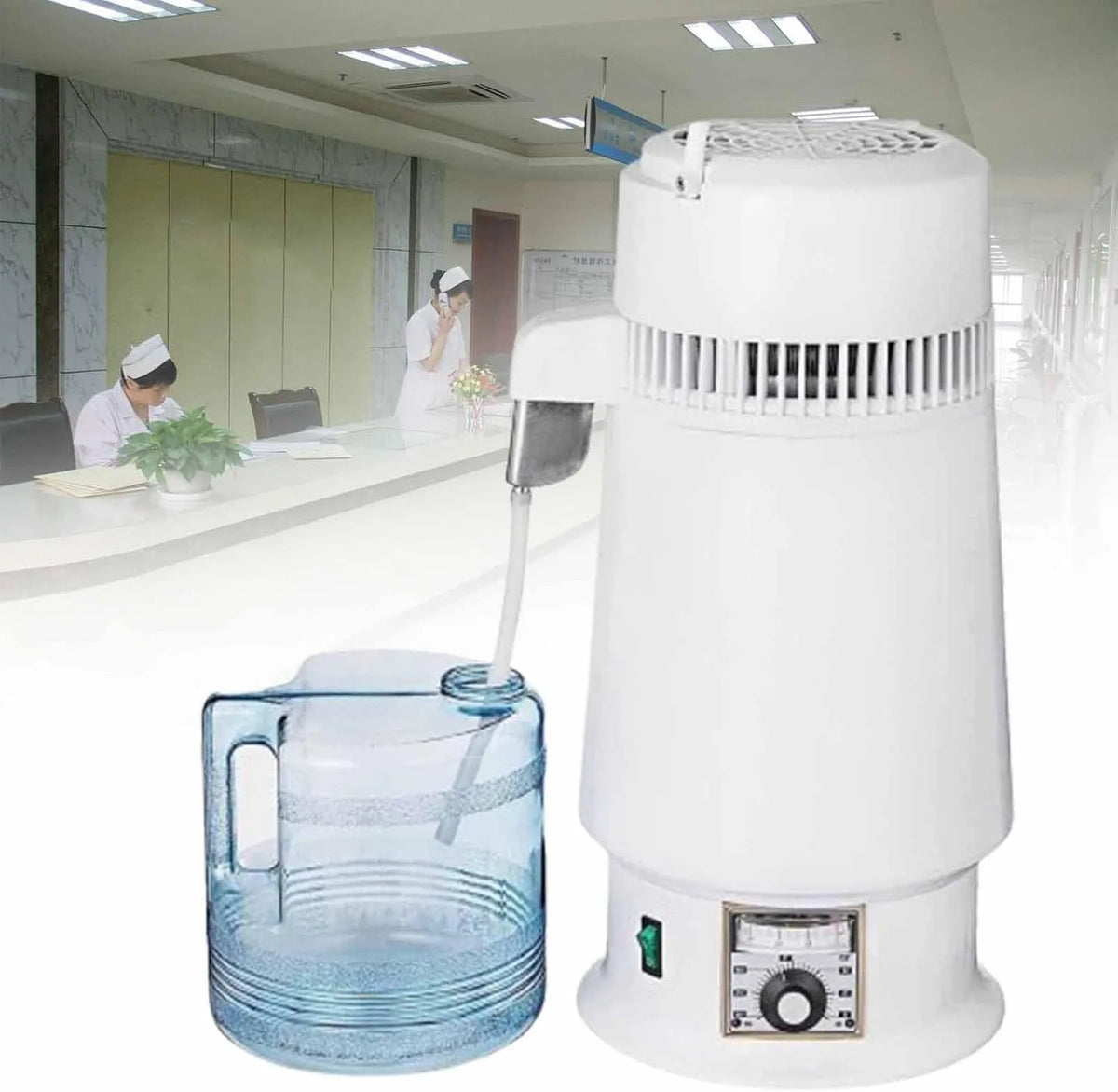 Distillateur d'eau de comptoir, purificateur d'eau distillée 4 L pour usage domestique, distillateur d'eau pure intérieur tout en acier inoxydable