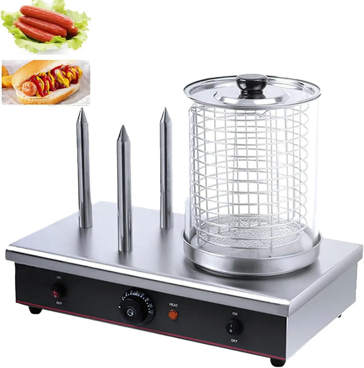 Machine à réchauffer, Machine à Hot-Dogs, Cuiseur, vapeur, acier inoxydable, fonction chauffante