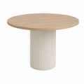 Table à manger ronde 4 personnes placage chêne clair MDF blanc Ø120 x H75 cm