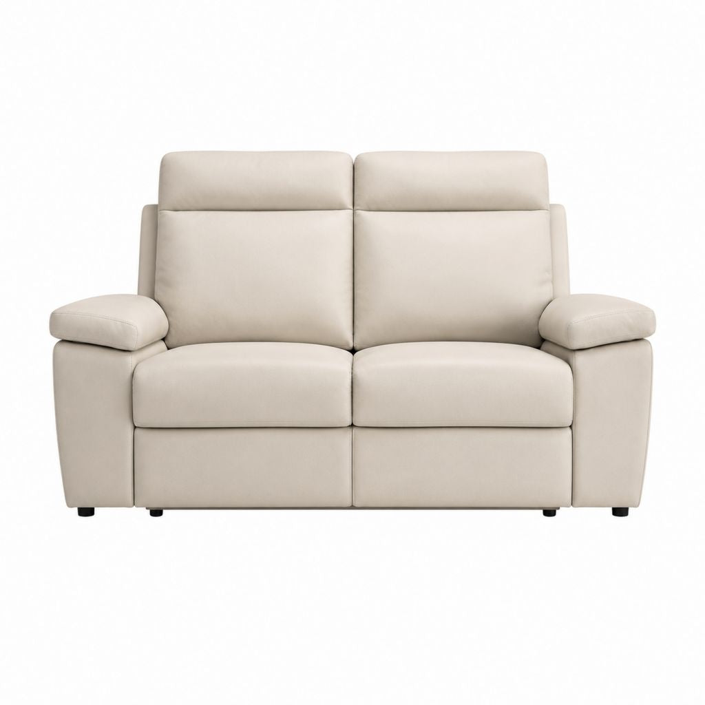 Canapé relax 2 places beige en cuir synthétique PU forme droite 160 x 95 x 100 cm