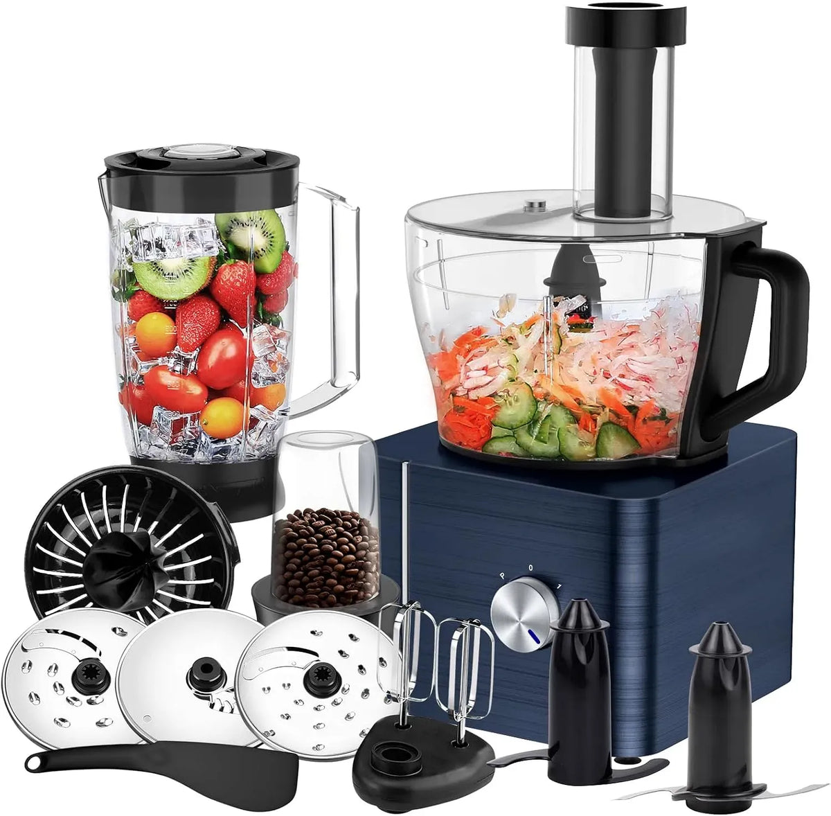 Blender, 3.2 L, 1100 W, SNDOAS, bleu, Bol Mélangeur 3, 1100 W Robot Culinaire, 1.5 L