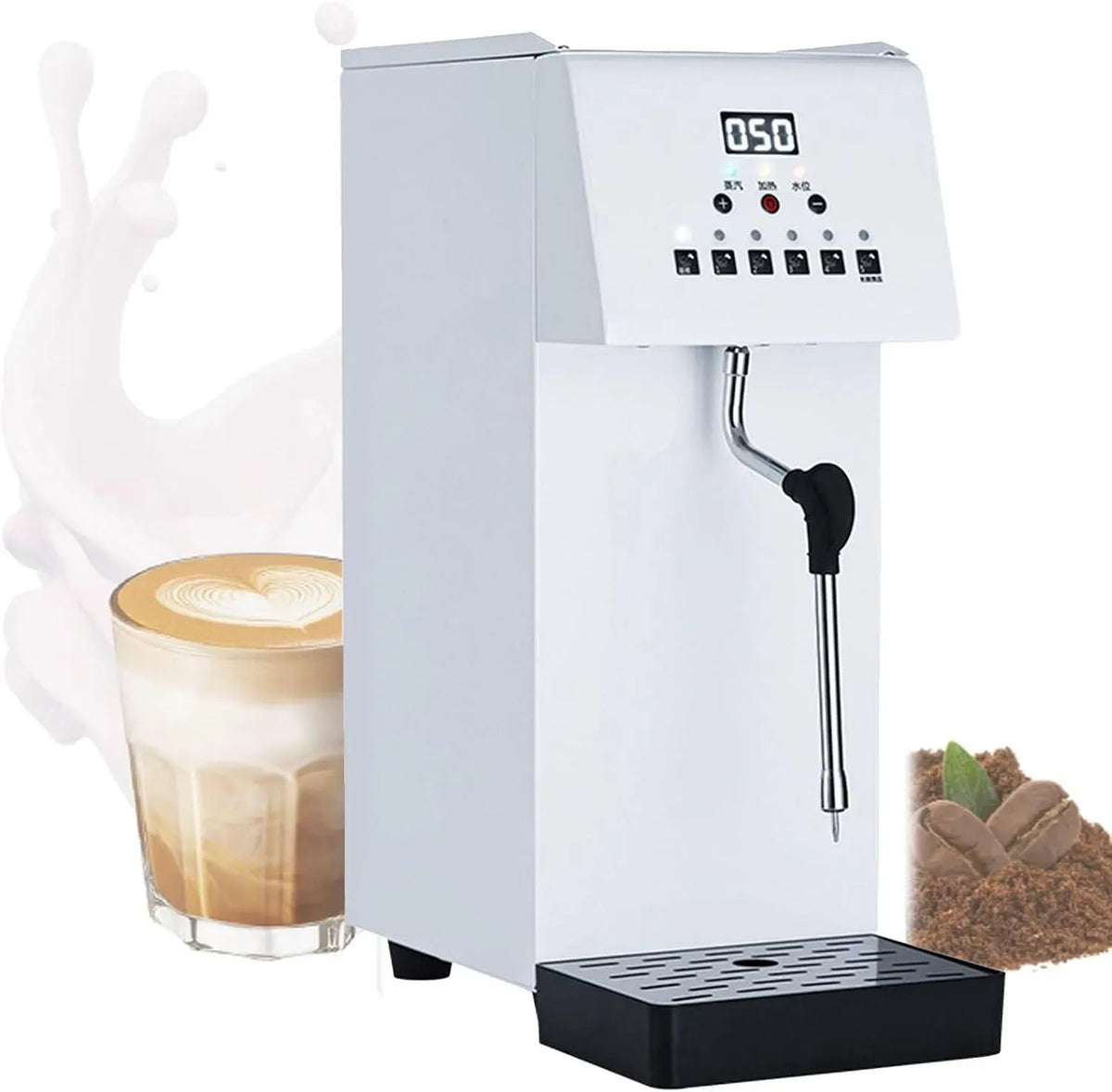 Mousseur à lait, 2500 W, émulsionneur à lait, vapeur, professionnel, machine à eau bouillante à vapeur automatique, cuiseur vapeur