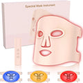 Bleu et Jaune, Masque Visage LED, pour convient à une utilisation à la maison et pour les voyages, 3 Couleurs Rouge, Masque led visage luminothérapie
