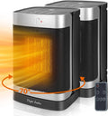 Radiateur électrique, 1500 W, portable, minuteur, oscillation, oscillation de 70°, minuterie de 24 heures, 4 modes, 2 Paquets