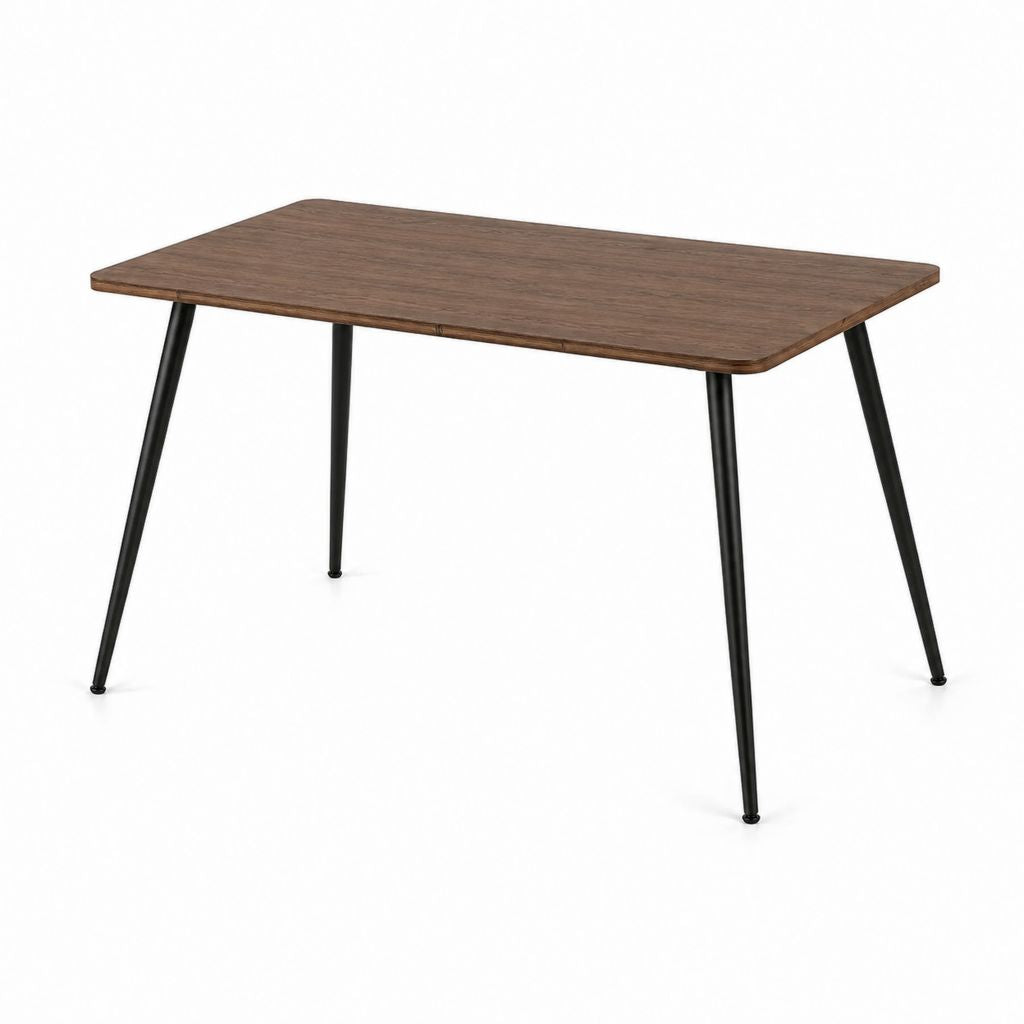 Table à manger rectangulaire noyer en panneau MDF et acier noir 120 x 60 x 75 cm