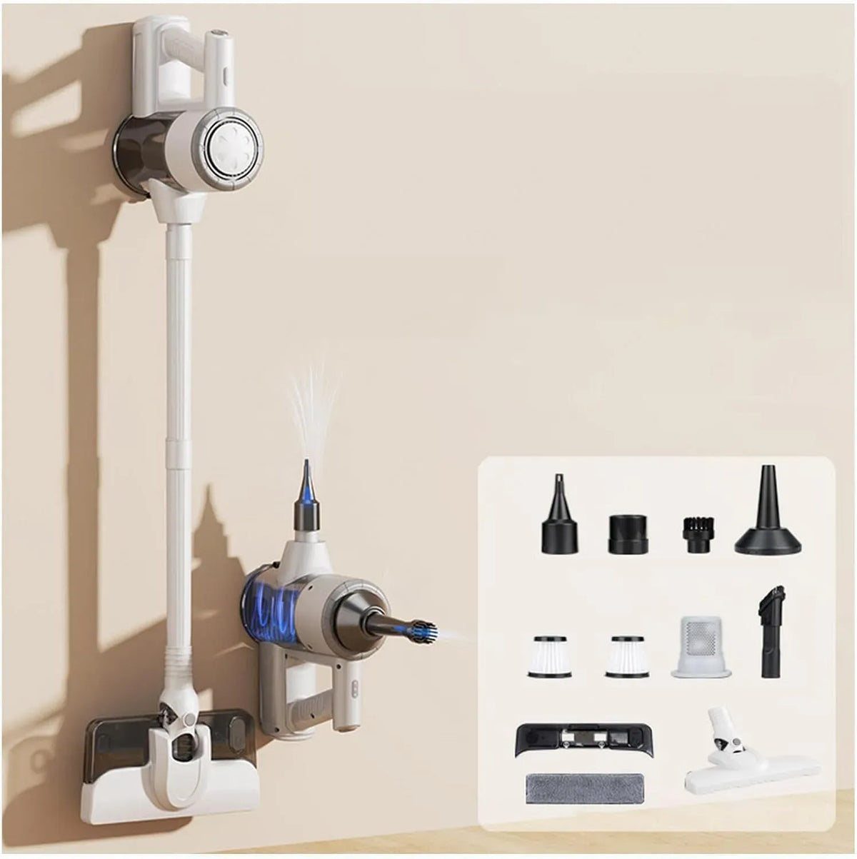 Aspirateur, vapeur, blanc, appareil électrique d'aspiration, Aspirateur Laveur Balai sans Fil 5 en 1 Compact
