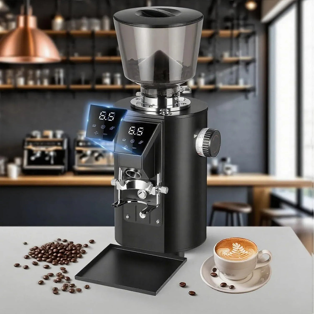 Moulin, broyeur à grains de café, 350 W, 450 G, professionnel, 9 Niveaux, noir