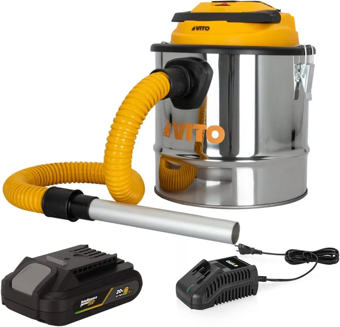 Aspirateur 2Ah, 12 L, 20 V, acier inoxydable, appareil électrique d'aspiration