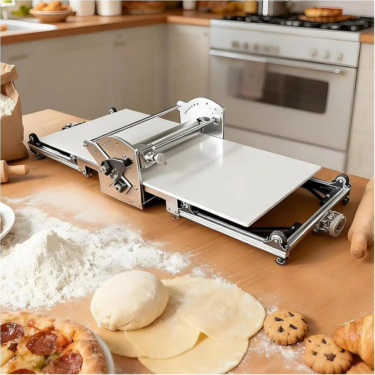 Machine à laminer, Table, pizza, pâtisserie, professionnel, acier inoxydable, pour Croissants