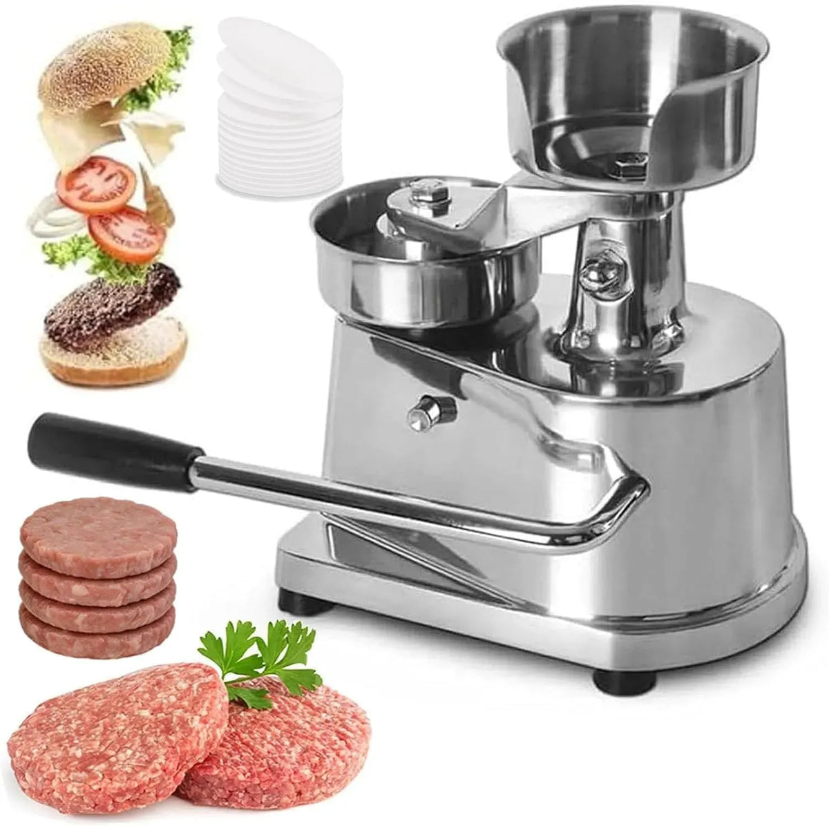 Machine à hamburger, 10,2 cm, 12,7 cm, 15,2 cm, professionnel, acier inoxydable, pour bœuf