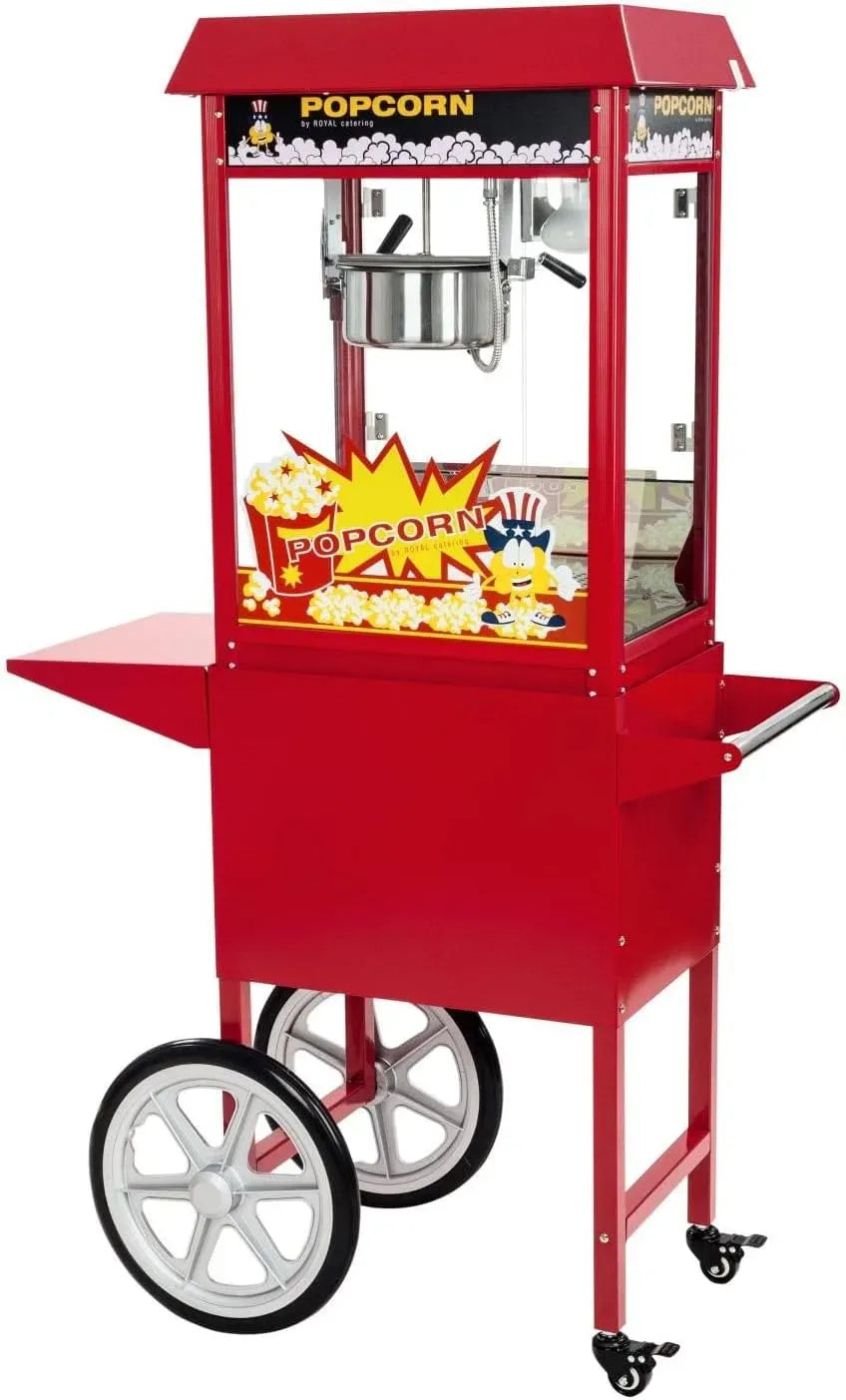 Machine À Popcorn, Chariot, 18 cm, 1500 W, 5 Kg, 16 l/h, professionnel, restauration, revêtement antiadhésif, rouge
