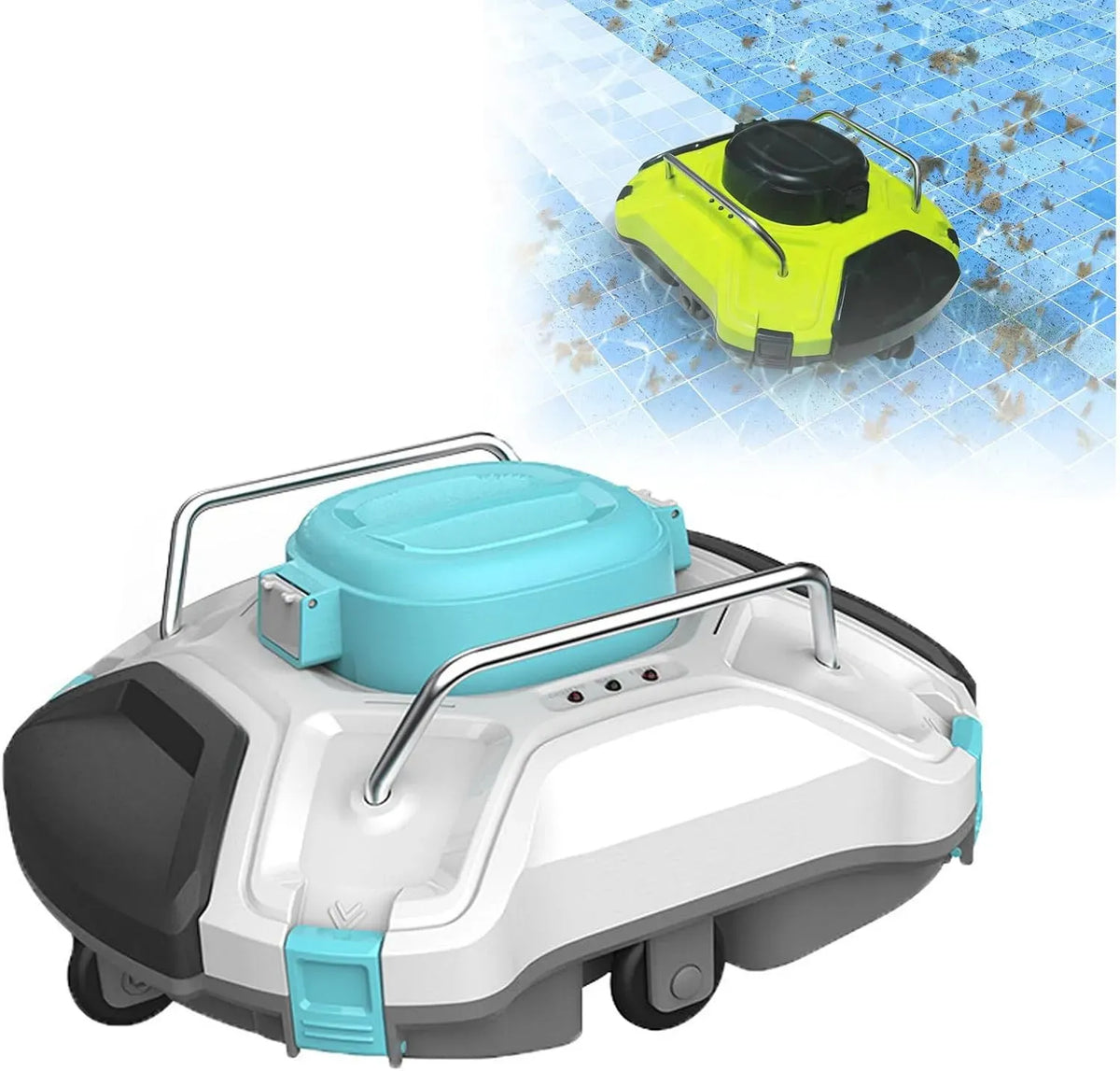 Aspirateur, 30 W, blanc, Robot Nettoyeur De Piscine sans Fil 30W, Parfait pour Les Piscines Plates Jusqu'à 80㎡