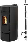 Ustensile de cuisson, IP65, ustensile de cuisine, Poêle, Pack Poêle à granules Interstoves LEANDRO 9 Etanche + Kit Conduit Vertical 80/125