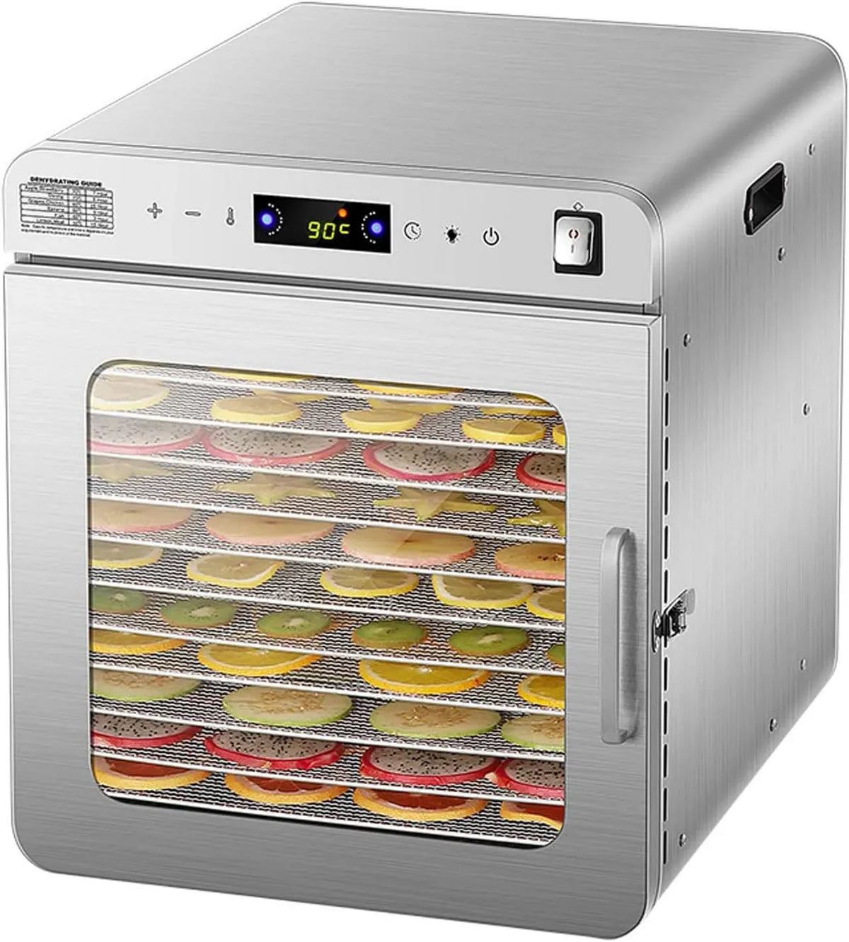 Déshydrateur Alimentaire en Acier Inoxydable, Déshydrateur Alimentaire Professionnel 12/20 Couches, Contrôle De Température 30-90 °C, Minuterie 24 H