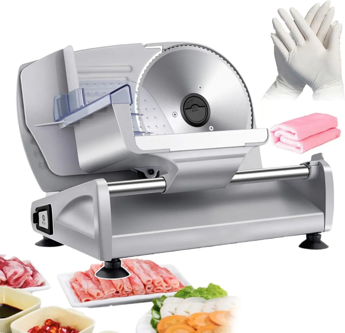Machine à Trancher, trancheuse alimentaire, professionnel, acier inoxydable, pour Charcuterie avec Bouton De Réglage L'épaisseur