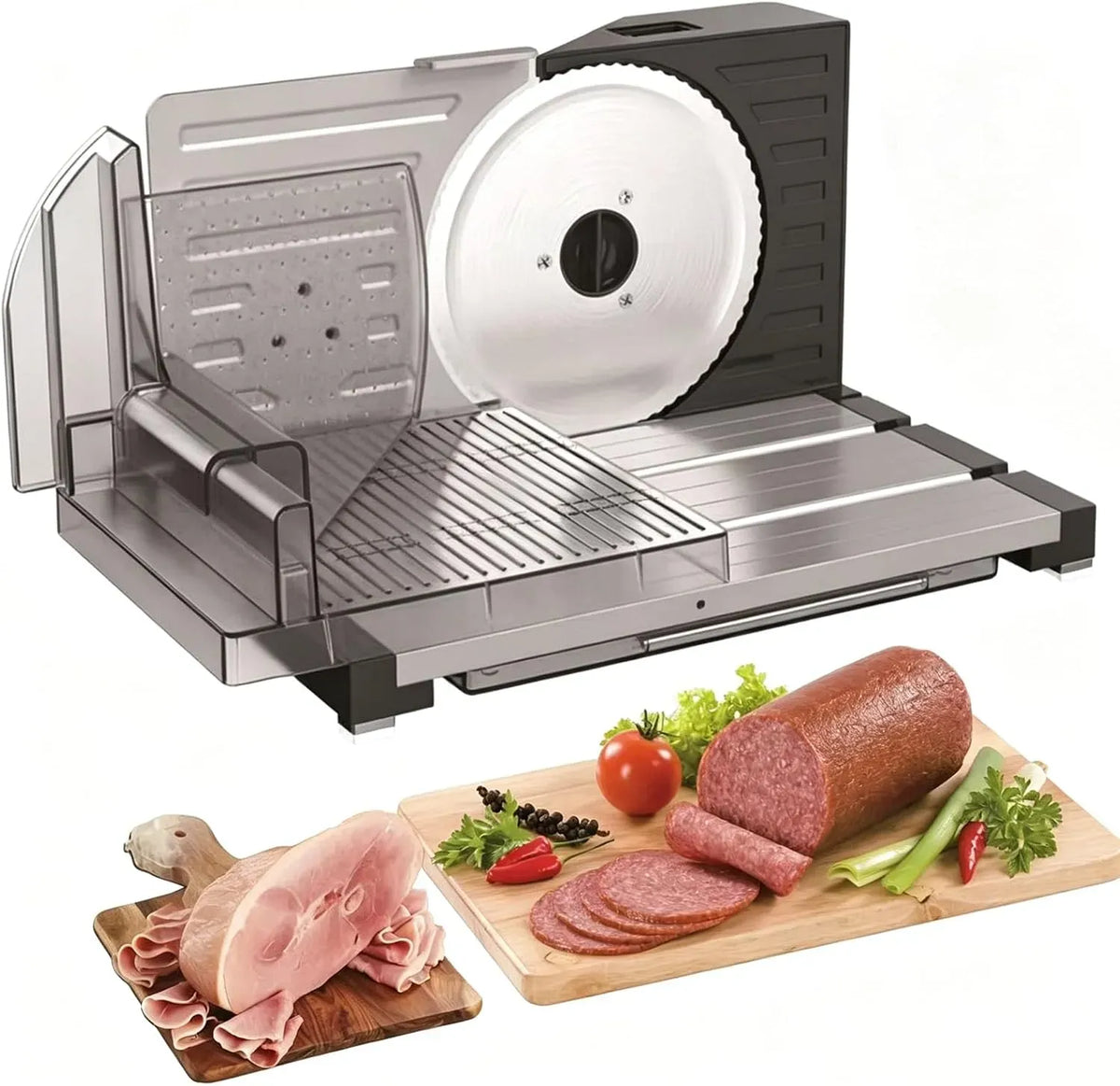 Pain Et Fromage, Lames Tranchantes en Acier Inoxydable, MObyat Trancheuse Électrique Domestique 18 Mm pour Viande, 160 W, Design Compact Et Pliable