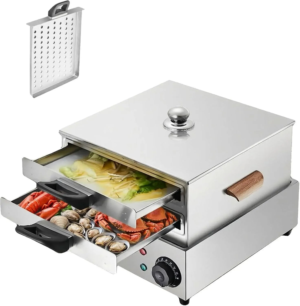 Machine À Rouleaux, Cuiseur, minuteur, vapeur, professionnel, acier inoxydable, 2 Niveaux, 3 Plateaux, pour Rouleaux De Nouilles De Riz