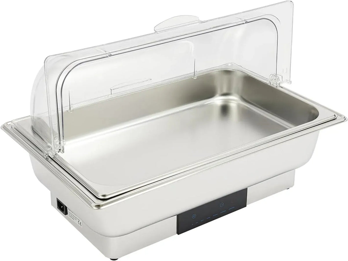 Bain Marie Électrique Inox, Chauffe-Plat Électrique Buffet, Thermostat Réglable 35-90°C, Capacité 9L, Réchaud Buffet Inox Avec Écran Tactile