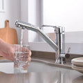 Évier de cuisine, Mitigeur Cuisine 3 Voies Osmoseur Pivotant Robinet D'Évier de Cuisine Laiton 3 en 1 Robinet 3 Voies Cuisine-Chrome