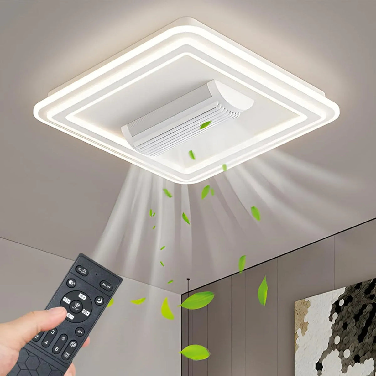 Ventilateur 7650LM, 100 W, silencieux, Moteur Silencieux à Profil Bas pour Chambre, LED Dimmable