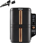 Ninja SL400EUCP Friteuse à air chaud, 5 L, 6 programmes, gril, noir, 2 Grilles, 4 Niveaux de Cuisson, 2 Tiroirs, 8 Portions, 6 Fonctions
