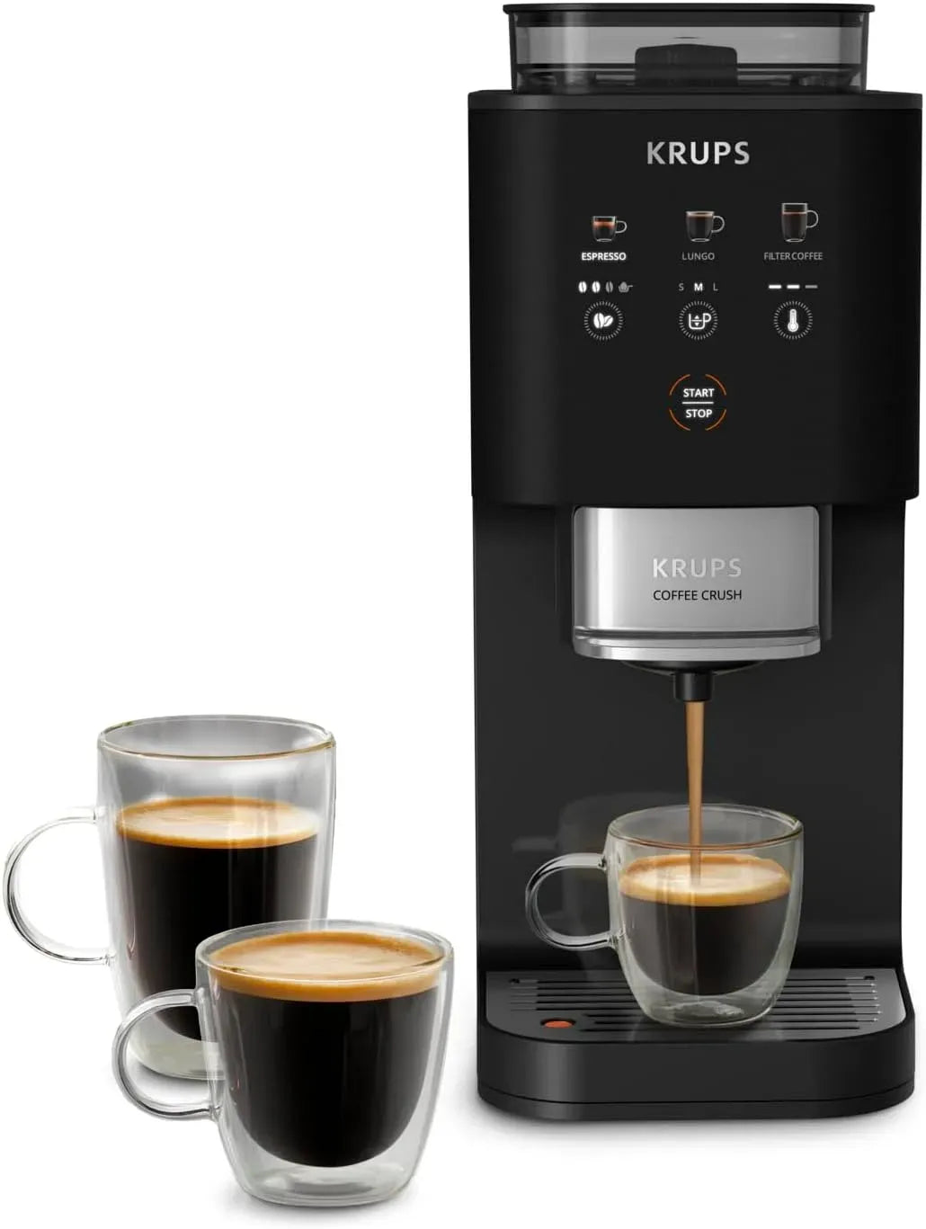 Krups Cafetière électrique, 15cm, 3 niveaux, Format compact 15cm, 3 niveaux de mouture