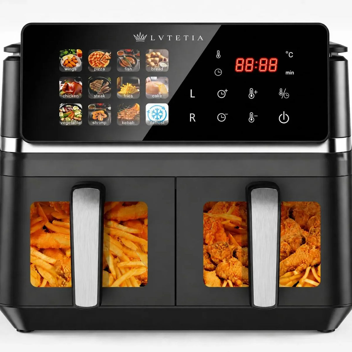 Friteuse à air chaud, 9 L, 2000 W, 12 programmes, Air BW-IP8018D, Friteuse sans huile grande capacité 9L, Fryer LVTETIA