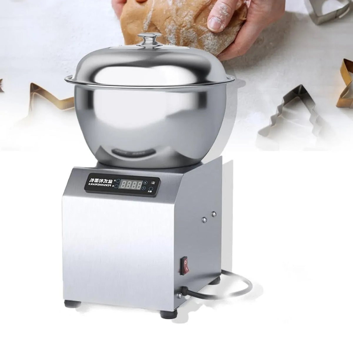 Batteur Lourd, Double Rotation, Pétrin électrique 8kg, Bol Inox 304, Couvercle Verre, Panneau Tactile, Pizza