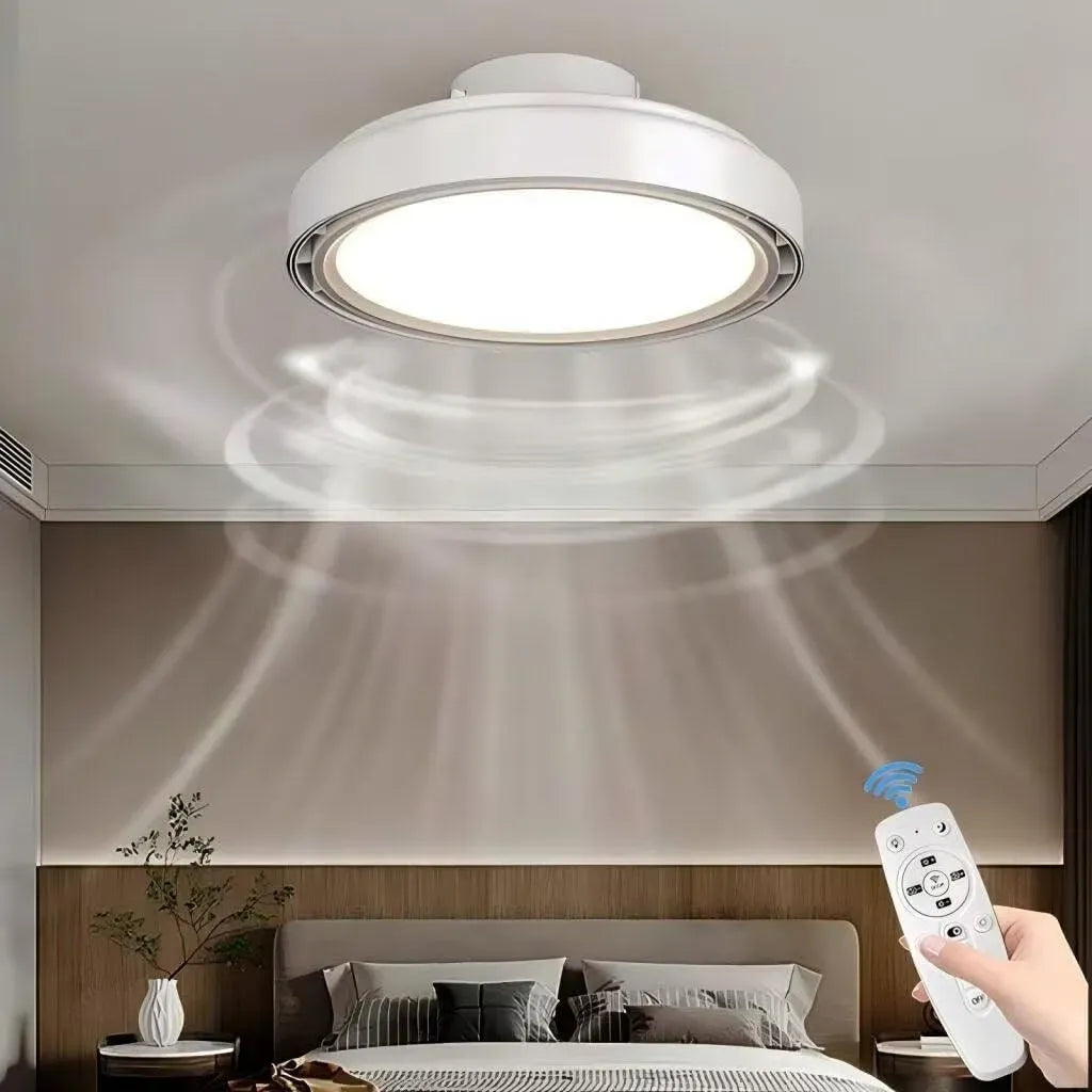 Ventilateur, décoration de salon, silencieux, Ventilo Sans Pales Plafonnier LED Moderne, 6 Vitesses Réversibles