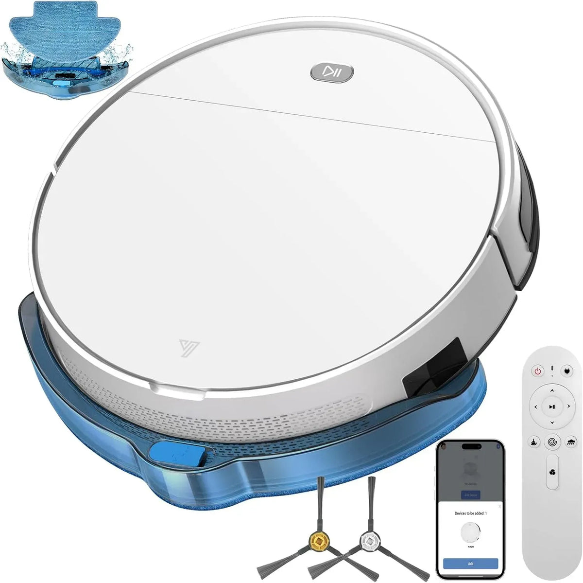 Robot aspirateur, Wi-Fi, blanc, Automatique 120 Mins, 3 Modes de Nettoyage